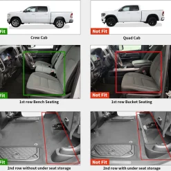 Fit for 2019-2024 Ram 1500 1st & 2nd Floor Mats, Only Fit Carpet Floor, Don't Fit Classic Model