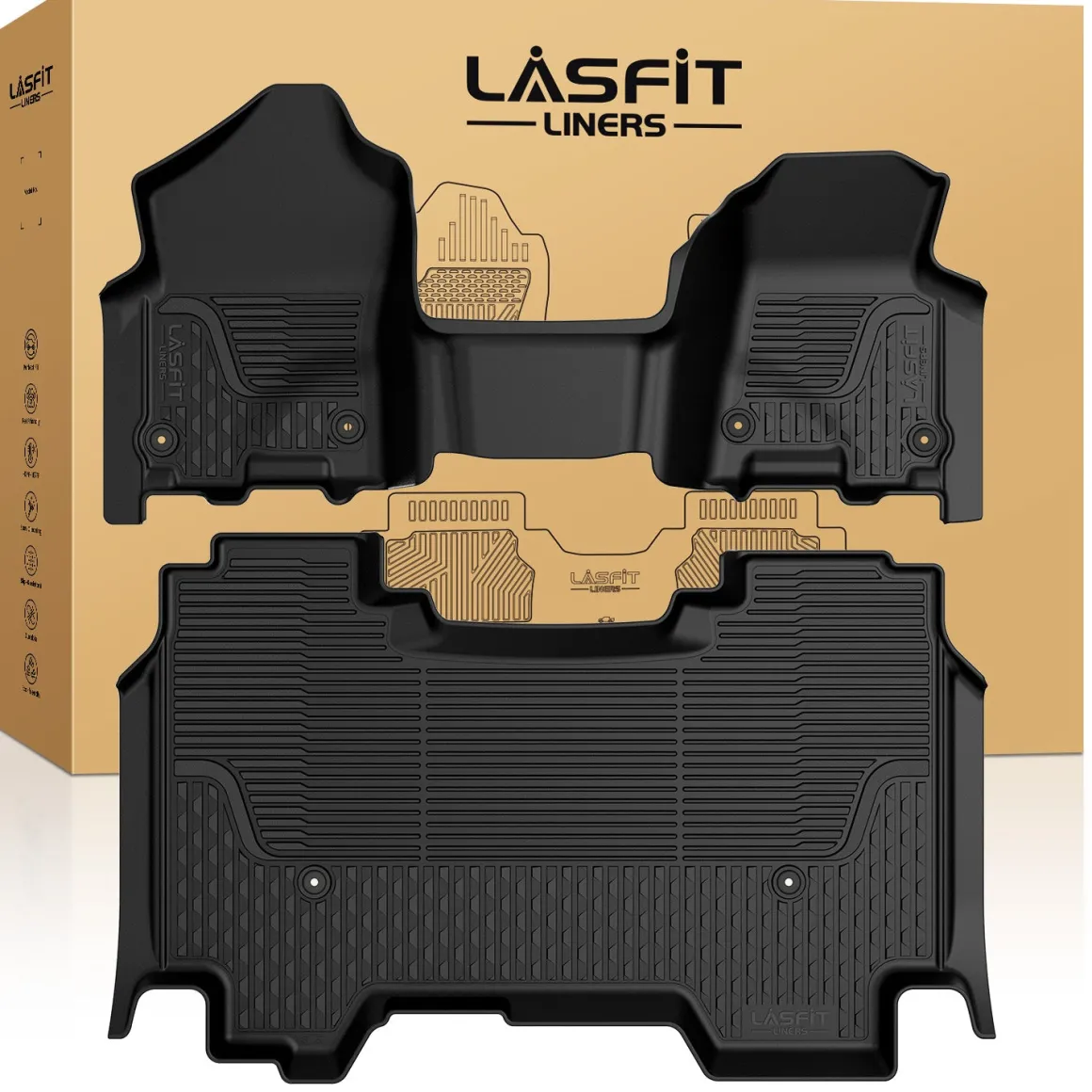Fit for 2019-2024 Ram 1500 1st & 2nd Floor Mats, Only Fit Carpet Floor, Don't Fit Classic Model
