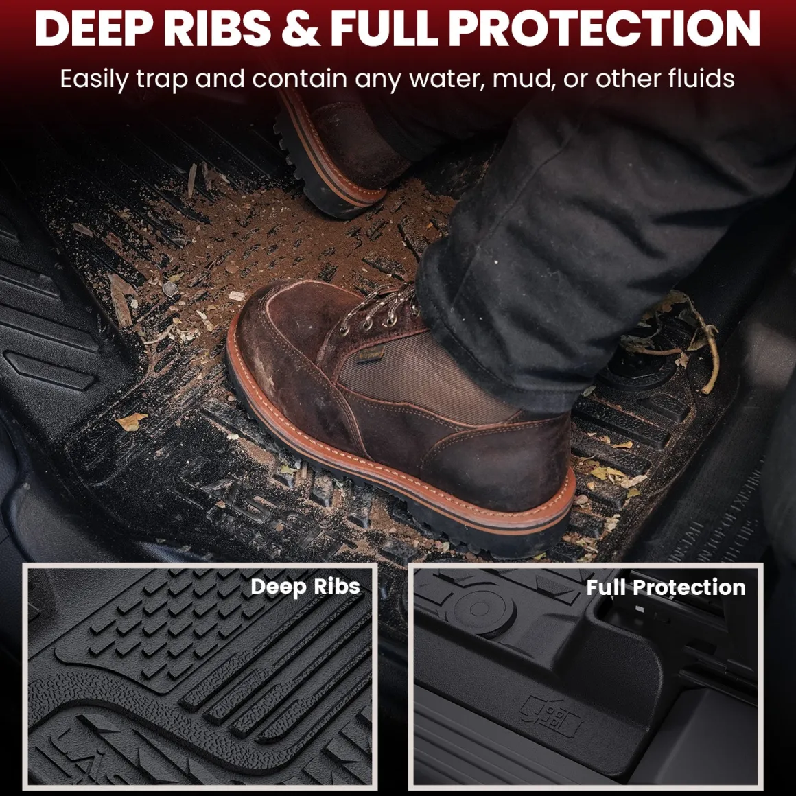 Fit for 2019-2024 Ram 1500 1st & 2nd Floor Mats, Only Fit Carpet Floor, Don't Fit Classic Model