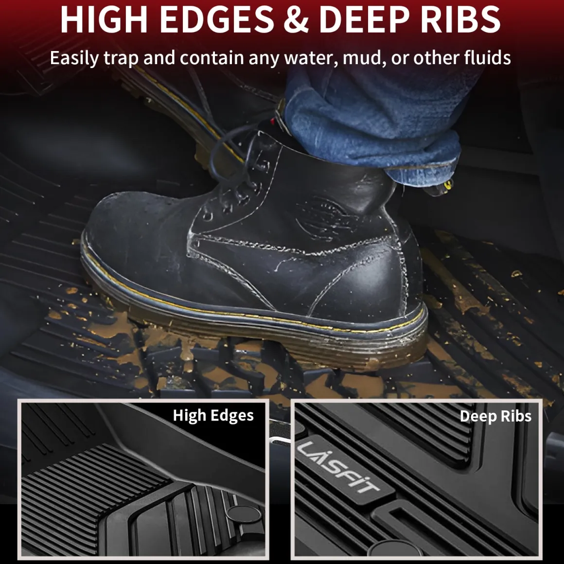 Fit for 2019-2024 Ram 1500 1st & 2nd Floor Mats, Only Fit Carpet Floor, Don't Fit Classic Model