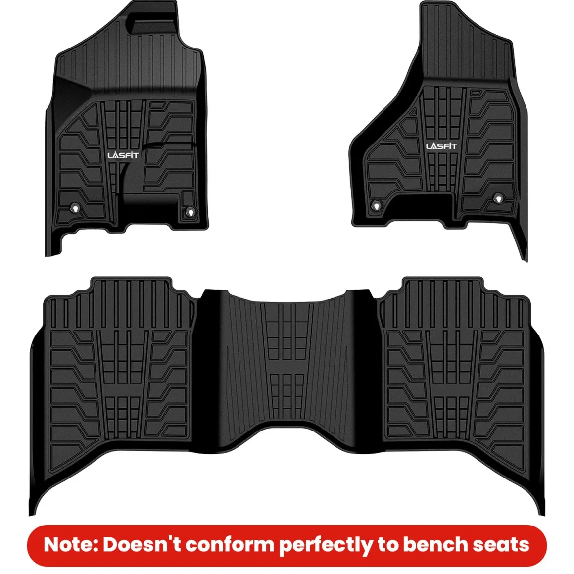 Fit for 2013-2018 Ram 2500 3500 1st & 2nd Row Floor Mats, Fit Crew Cab, Fit Carpet Floor Only