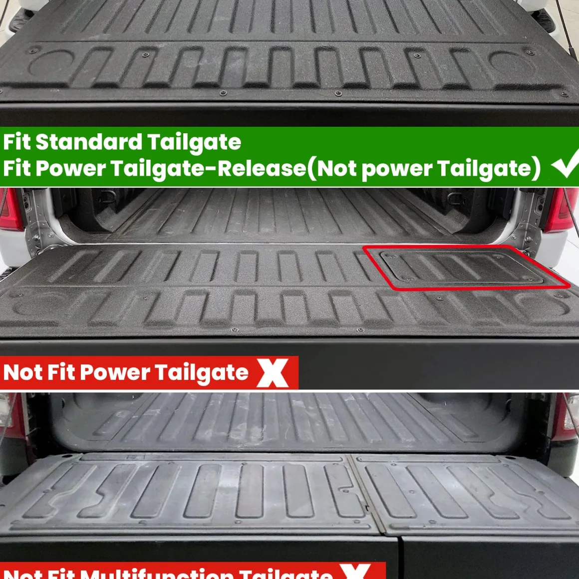 Fit for 2019-2026 Ram 1500 Truck Tailgate Mat, Not Fit Drop-in liners