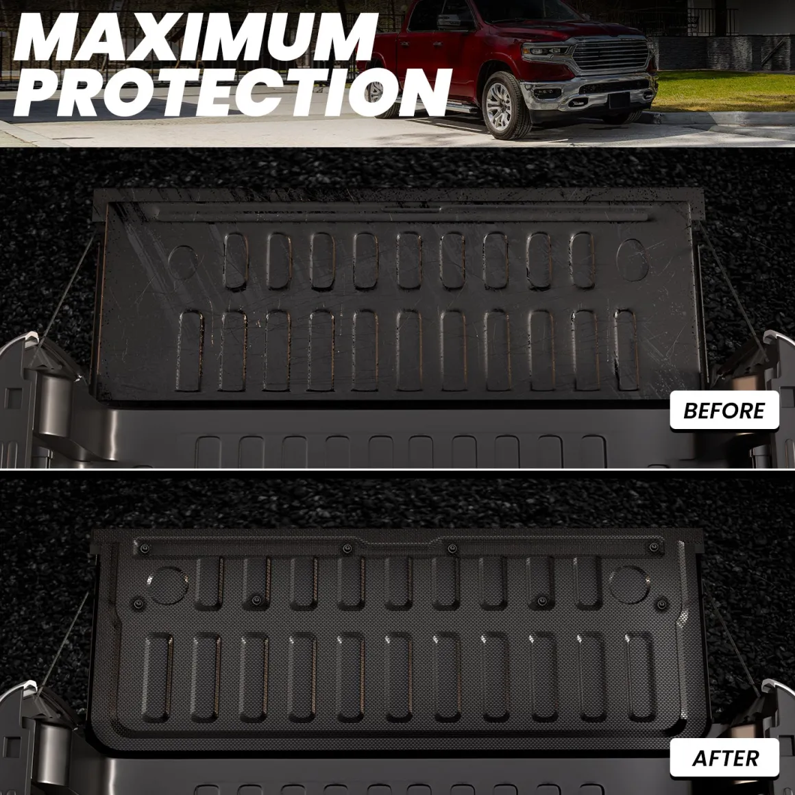 Fit for 2019-2026 Ram 1500 Truck Tailgate Mat, Not Fit Drop-in liners