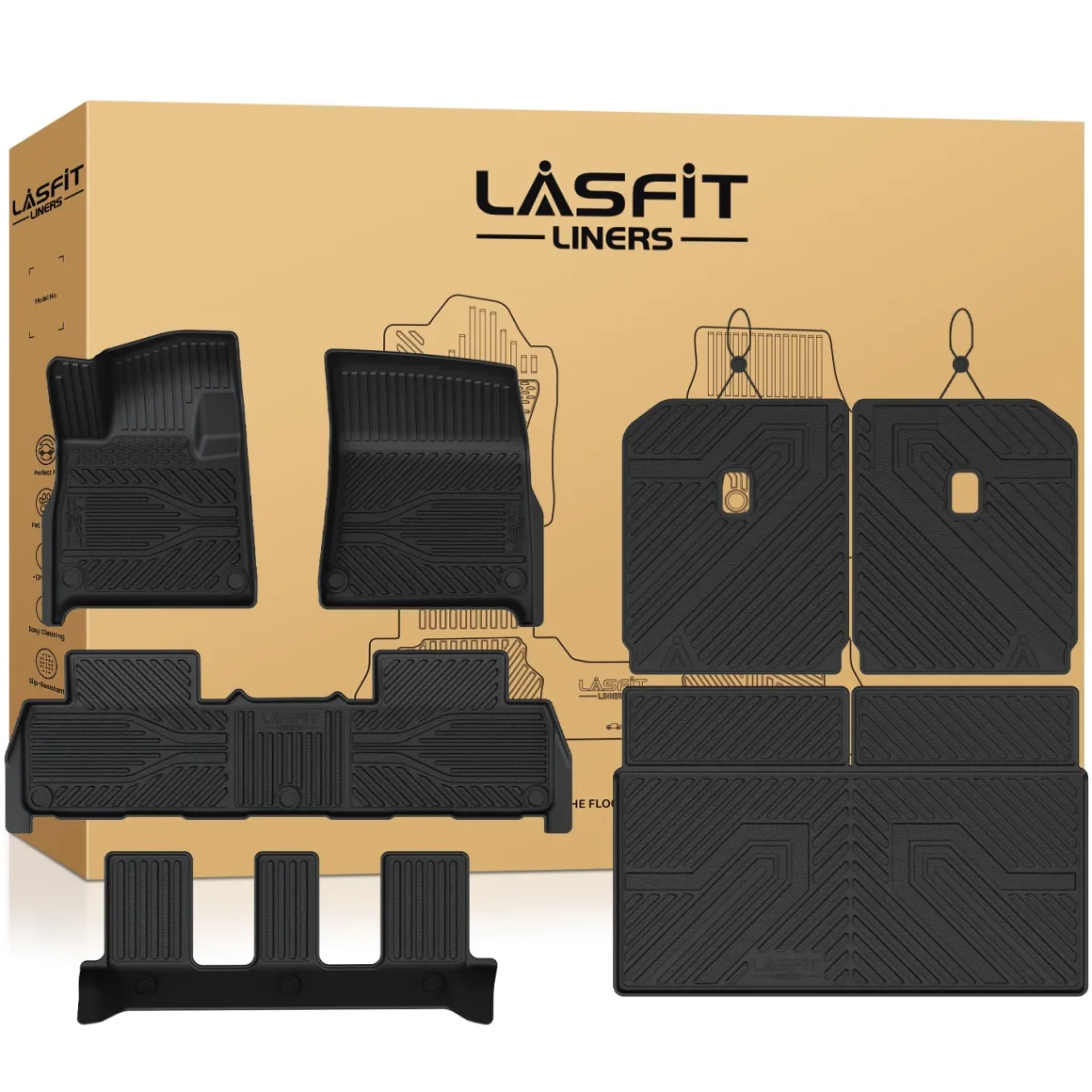 Fit for 2025 Rivian R1S Floor Mats & Cargo & Seatback Mat