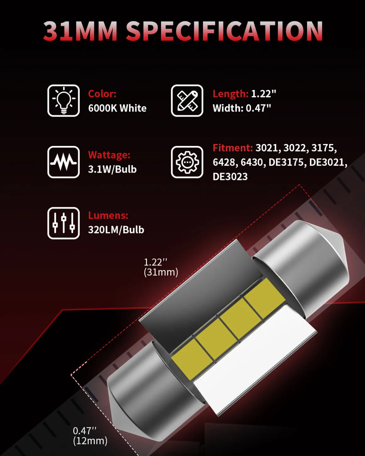 Fit for 2014-2016 Subaru Forester The Brightest LED Bulbs Upgrade