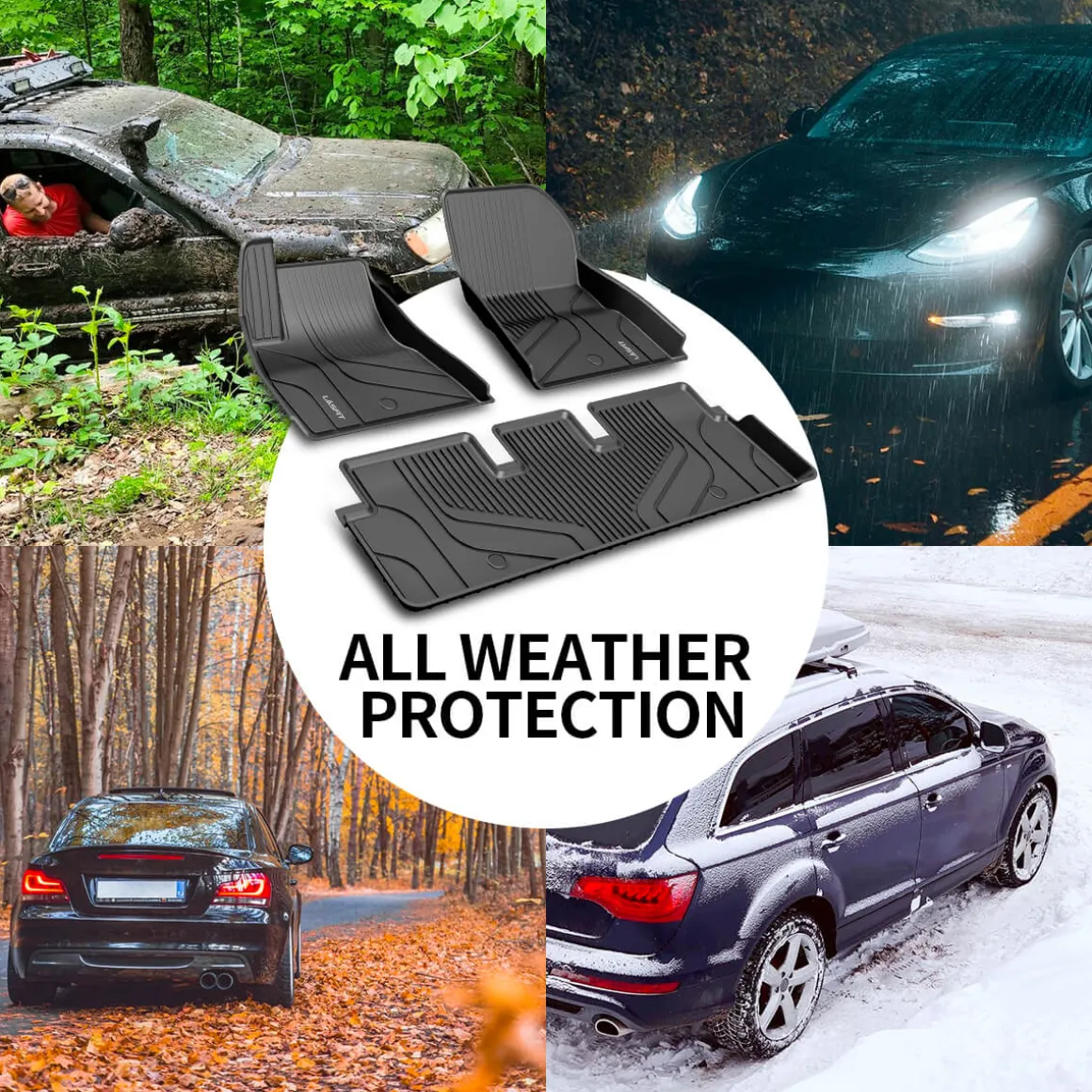 Fit for 2017-2020 Tesla Model 3 Floor Mats TPE Material Floor Mats or Cargo Mat or Trunk Well Mat