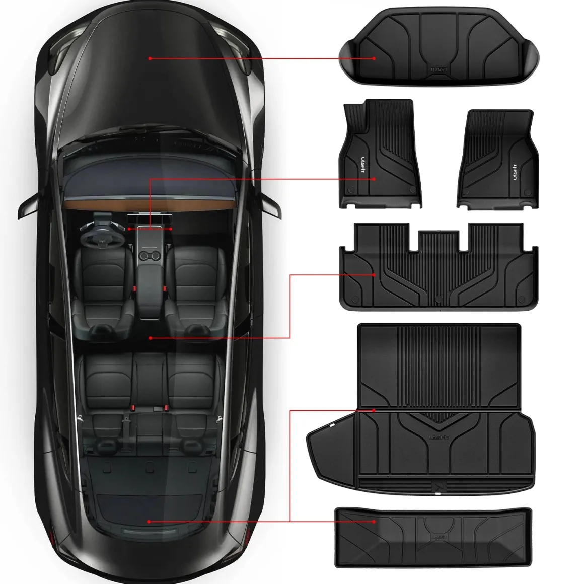 Fit for 2021-2024 Tesla Model S Custom Floor Mats or Frunk & Trunk Well & Cargo Mats