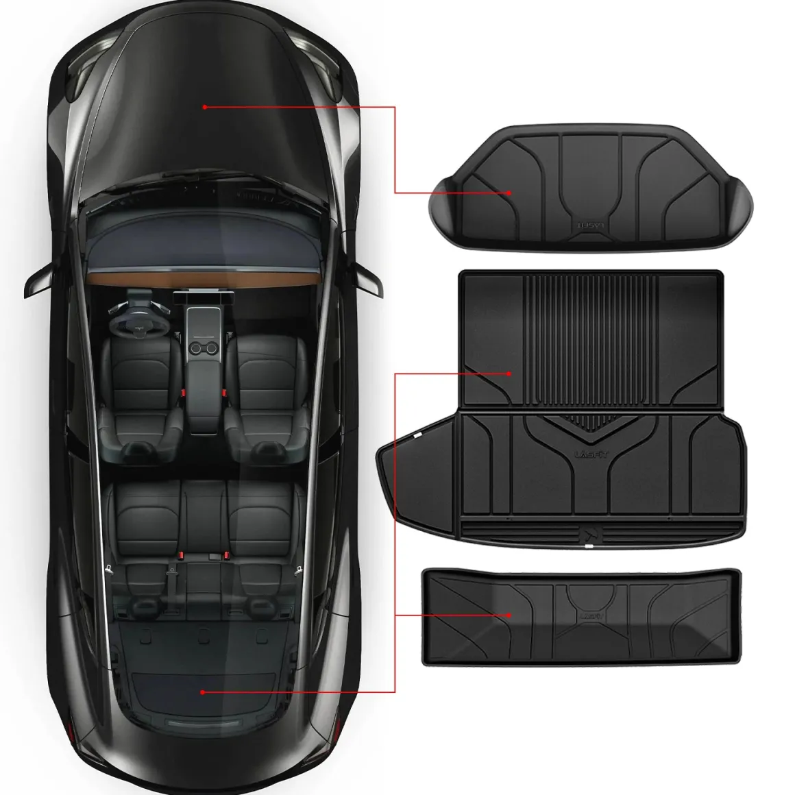 Fit for 2021-2024 Tesla Model S Custom Floor Mats or Frunk & Trunk Well & Cargo Mats