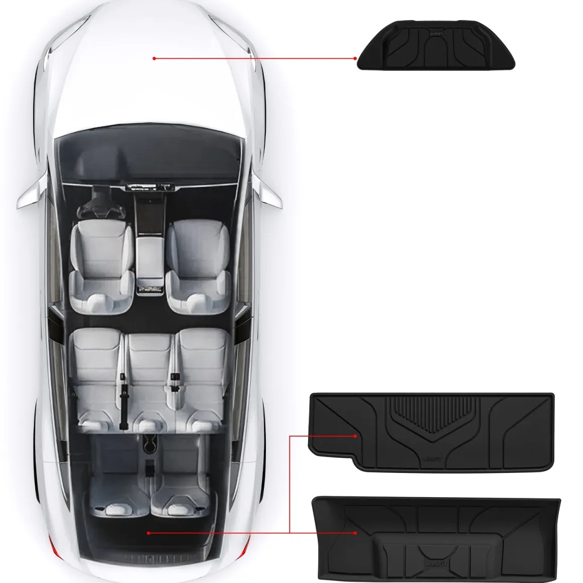 Fit for 2021-2026 Tesla Model X & X Plaid Floor Mats TPE Material, Fit 6-Seat ONLY