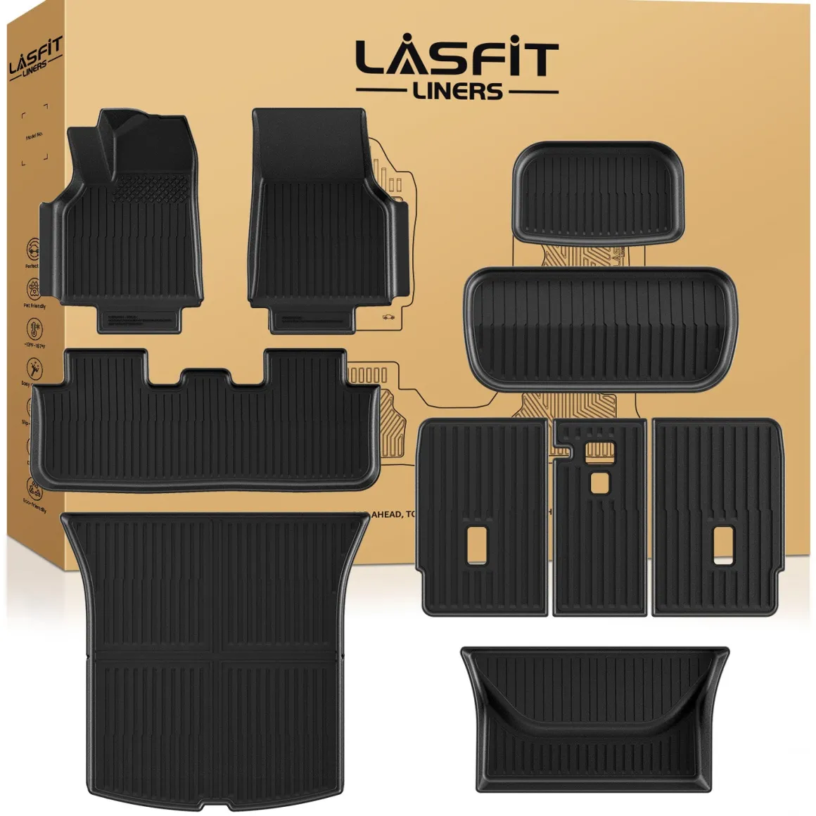 Fit for 2026 Tesla Model Y Floor Mats or Cargo or Frunk Liner or Trunk Well or Seatback Mats, Only Fit 5 seats