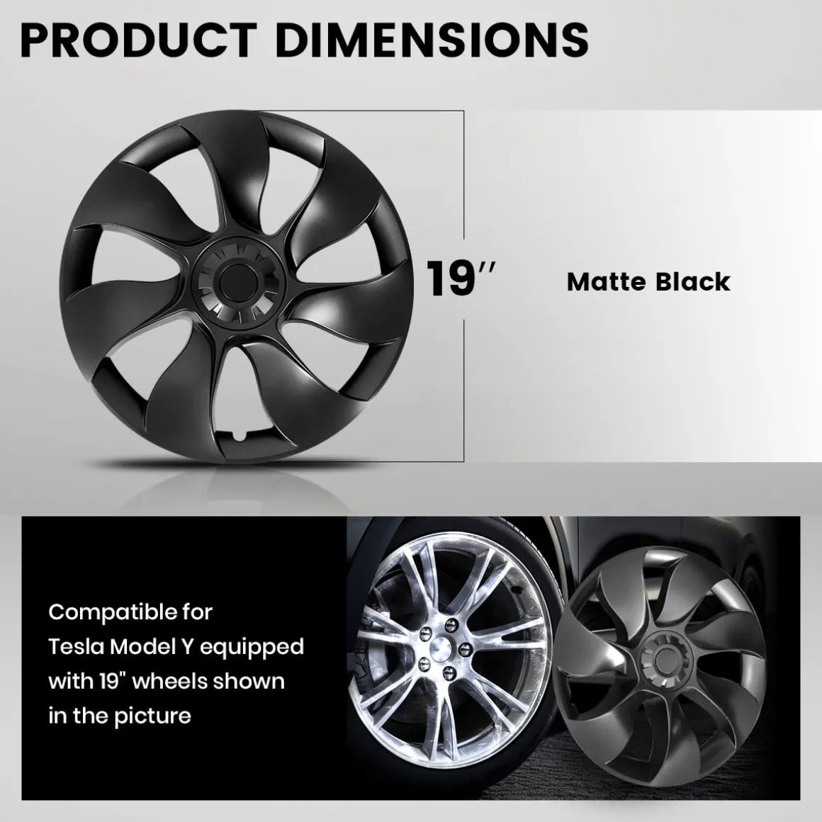 Fit For Tesla Model Y 2020-2023 Wheel Protection Covers Hub Caps, Fit 19 Inch Wheel ONLY