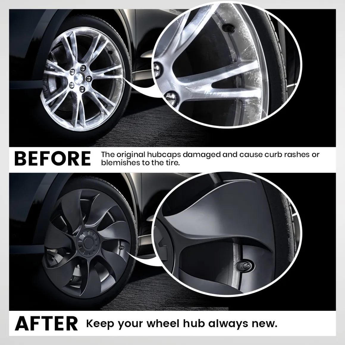 Fit For Tesla Model Y 2020-2023 Wheel Protection Covers Hub Caps, Fit 19 Inch Wheel ONLY