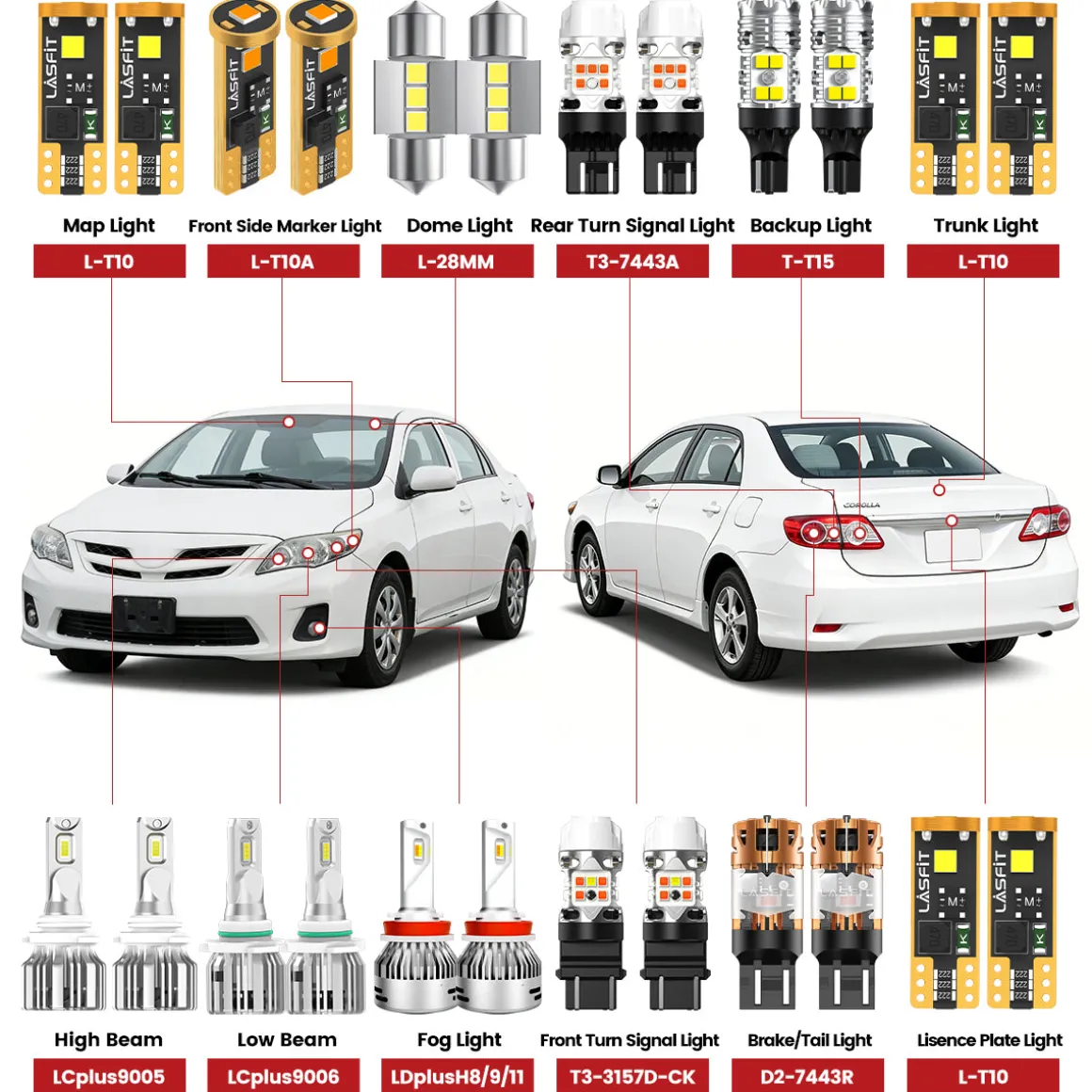 Fit for 2009-2013 Toyota Corolla LED Bulbs Upgrade