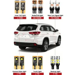 Fit for 2014-2016 Toyota Highlander LED Bulbs Exterior Interior Lights