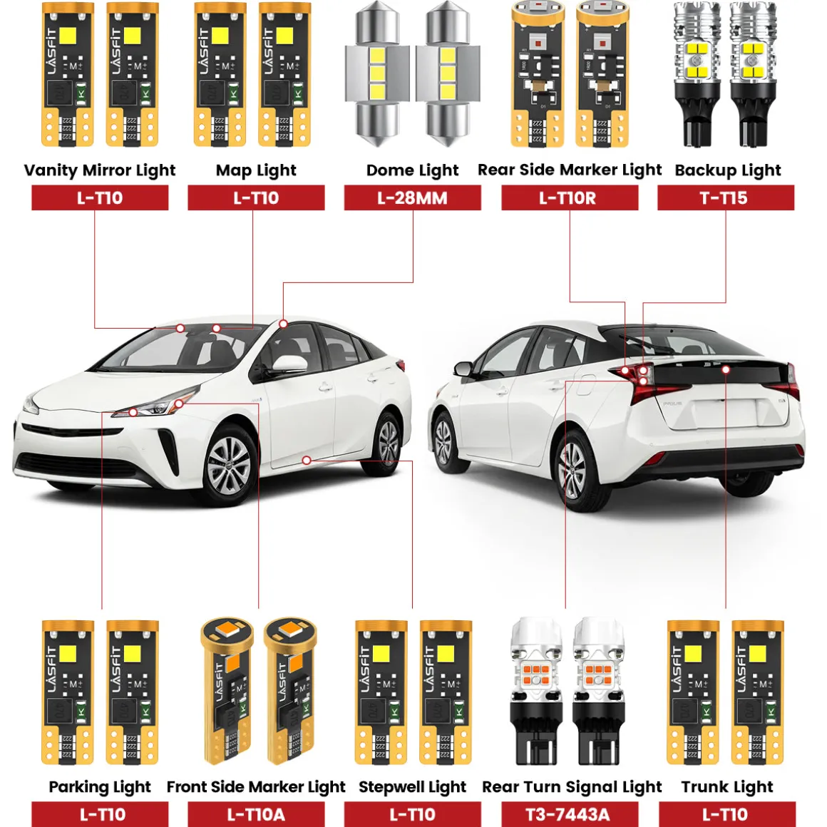 Fit for 2019-2022 Toyota Prius LED Exterior Interior Lights Upgrade