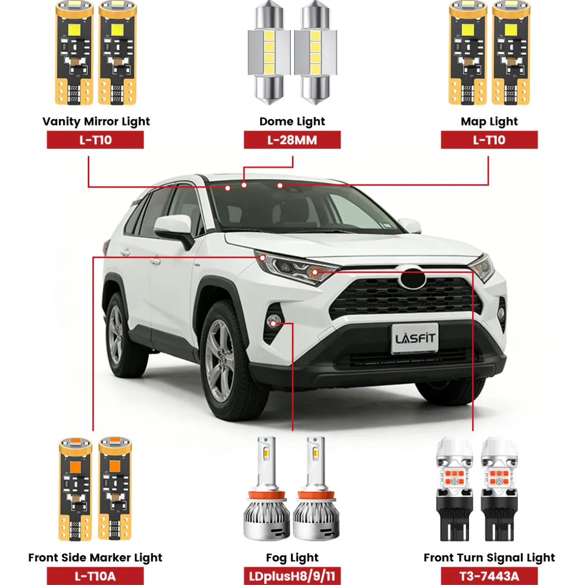Fit for 2019-2021 Toyota RAV4 LED Bulbs Upgrade