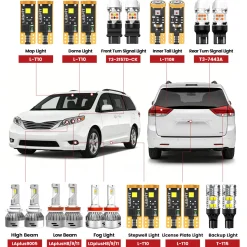 Fit for 2011-2014 Toyota Sienna LED Bulbs H11 9005 Exterior Interior Bulb Plug n Play
