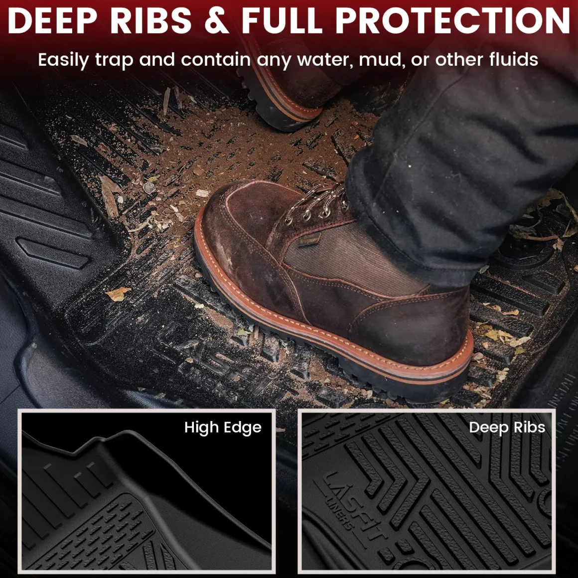 Fit for 2024-2026 Toyota Tacoma All-Weather Floor Mats, Fit Double Cab Only