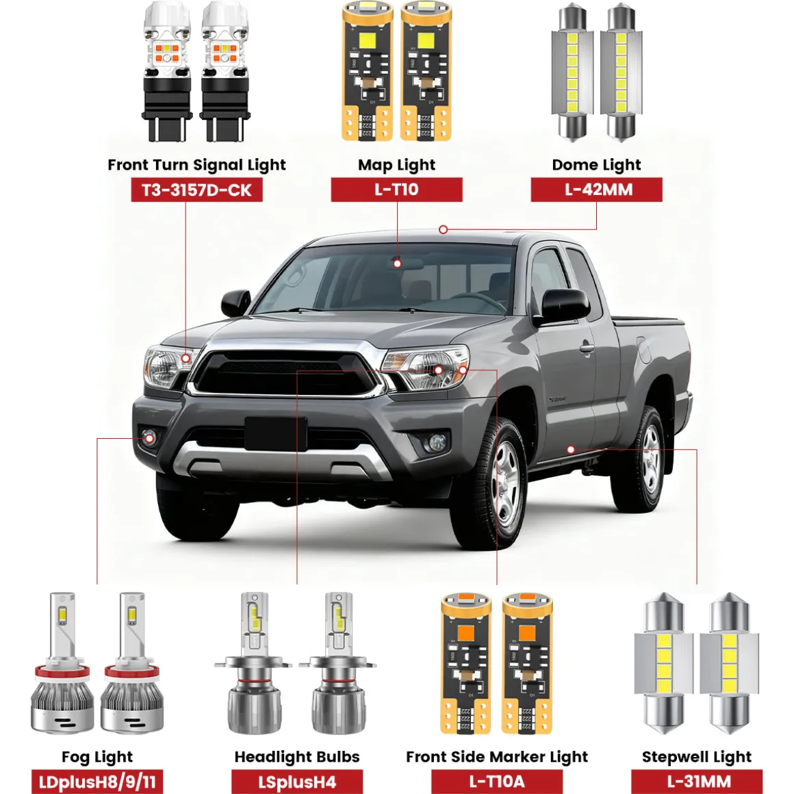 Fit for 2001-2015 Toyota Tacoma The Brightest LED Bulbs Upgrade | Tested and Verified