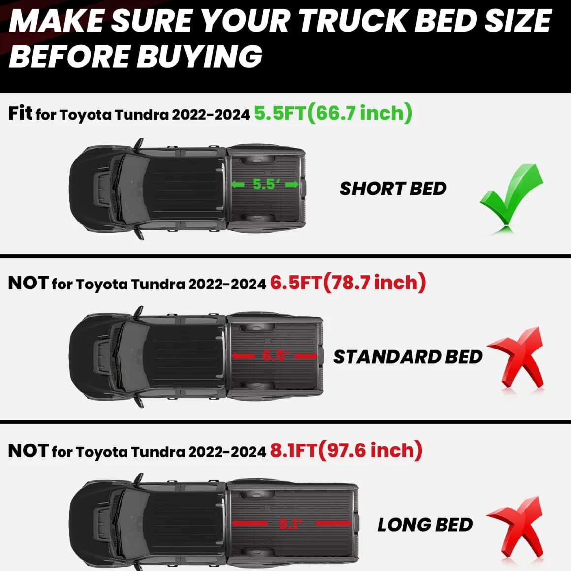 Fit for 2022-2026 Toyota Tundra Heavy Duty Custom Bed Mat or Tailgate Mat