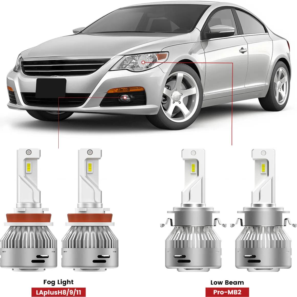 Fit for 2008-2012 Volkswagen CC Custom H7 LED Bulbs Exterior Interior Lights