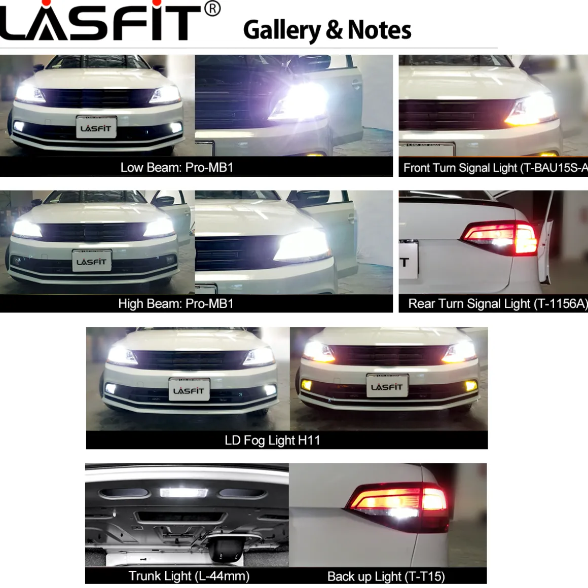 Fit for 2015-2018 Volkswagen Jetta Custom H7 LED Bulbs Exterior Interior Light Plug n Play