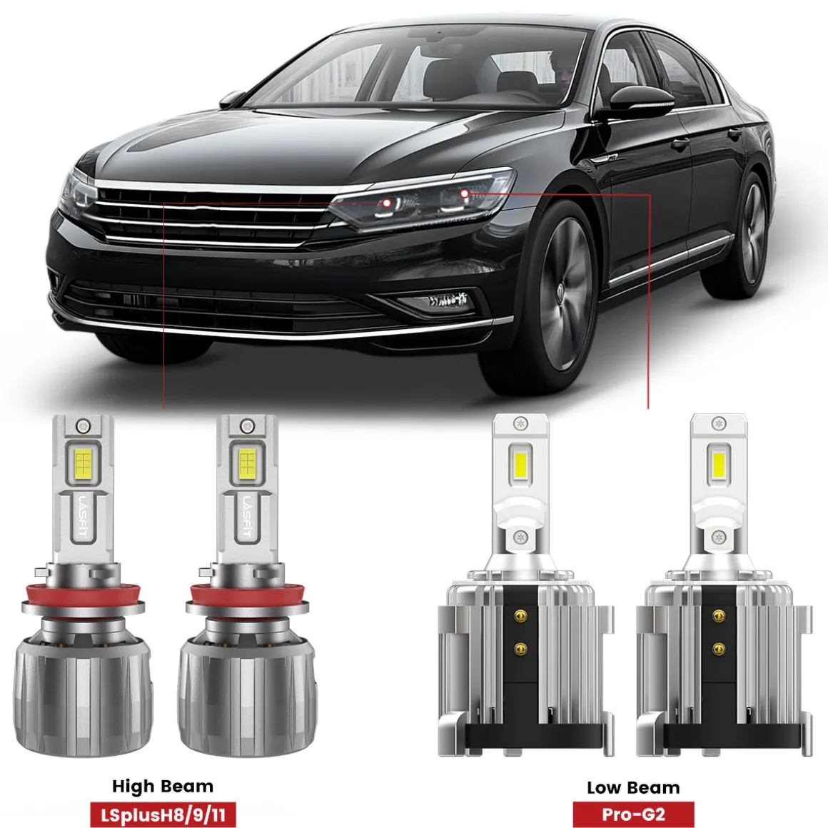 Fit for 2016-2019 Volkswagen Passat Custom H7 LED Bulbs Exterior Interior Lights