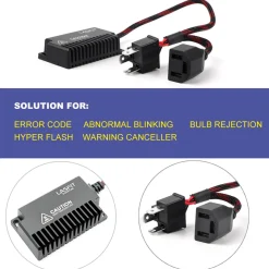 H4 9003 HB2 LED Bulb Load Resistor Harness Anti-Hyper Flash Error Free