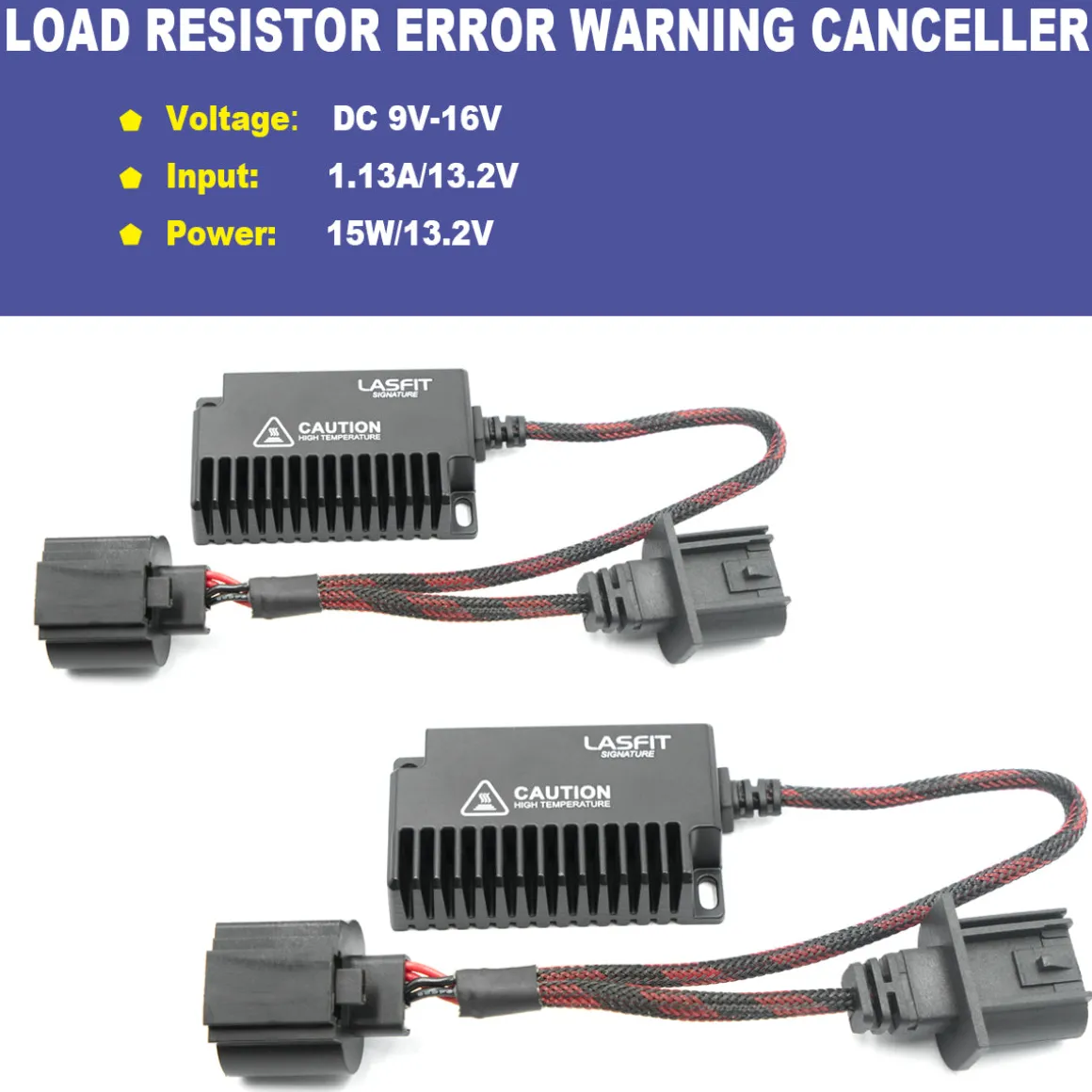 H13 9008 LED Bulb Load Resistor Harness Anti-Flicker Warning Canceler Decoder