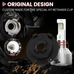 H7 LED Bulbs with Retainer Adapter Plug and Play Customized Design for Hyundai/Kia, 2 Bulbs