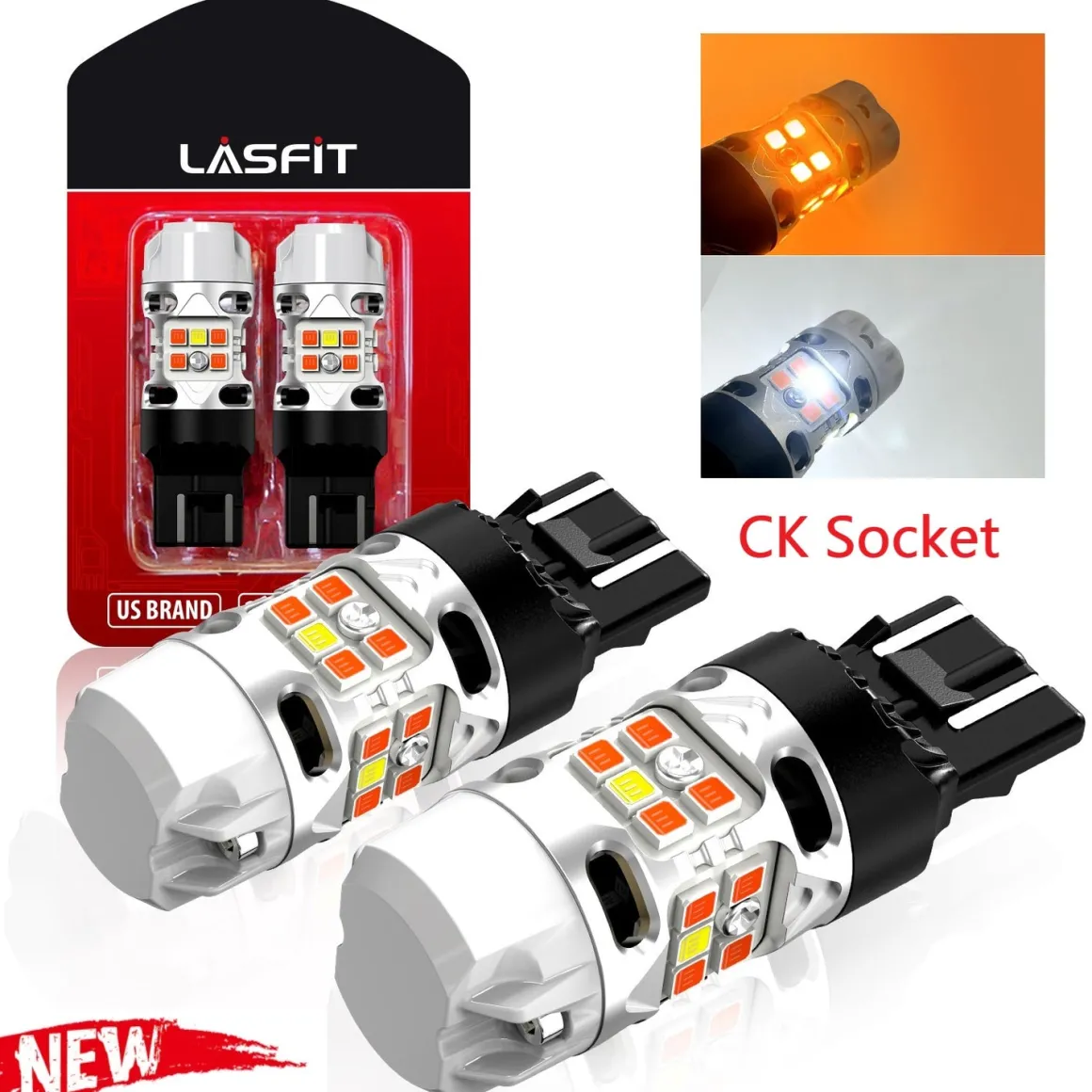 7443 7444 LED Front Turn Signal Bulbs CanBus-Ready Switchback CK Socket | T3 Series