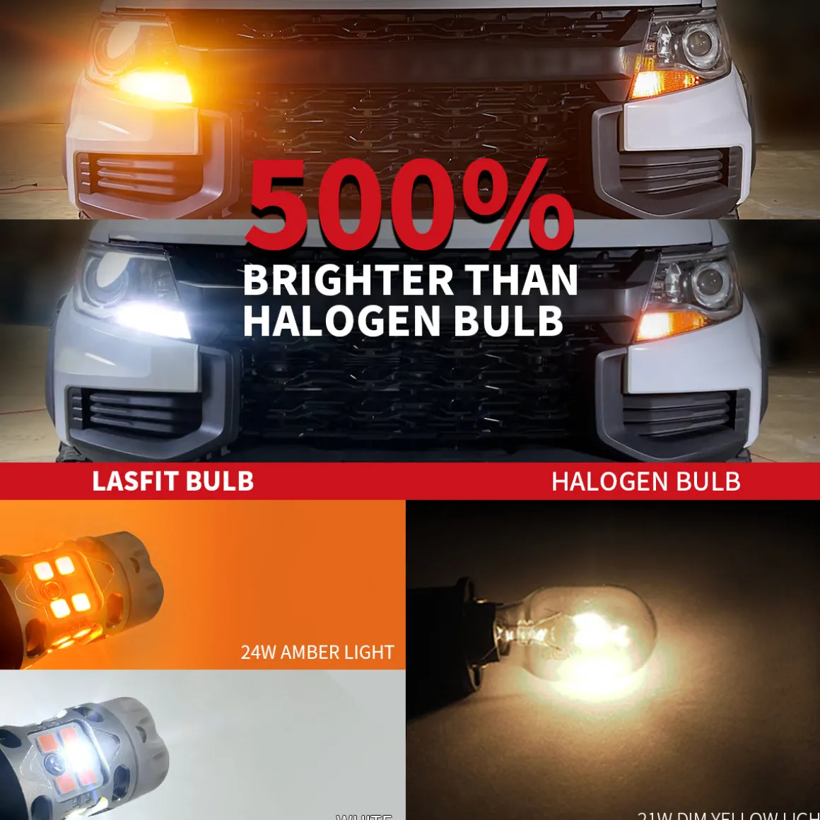 7443 7444 LED Front Turn Signal Bulbs CanBus-Ready Switchback | T3 Series