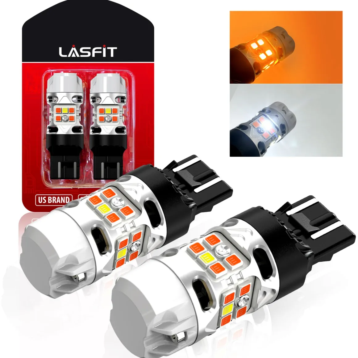 7443 7444 LED Front Turn Signal Bulbs CanBus-Ready Switchback | T3 Series