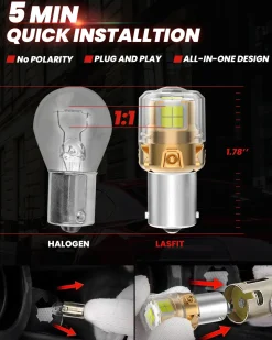 1156 1073 7506 1141 LED Reverse Backup Light Bulb | Xenon White, 2 Bulbs | Upgraded L2 Series