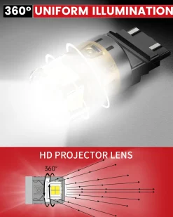 3157 3156 3057 4157 LED Reverse Backup Light Bulb | Xenon White，2 Bulbs | Upgraded L2 Series