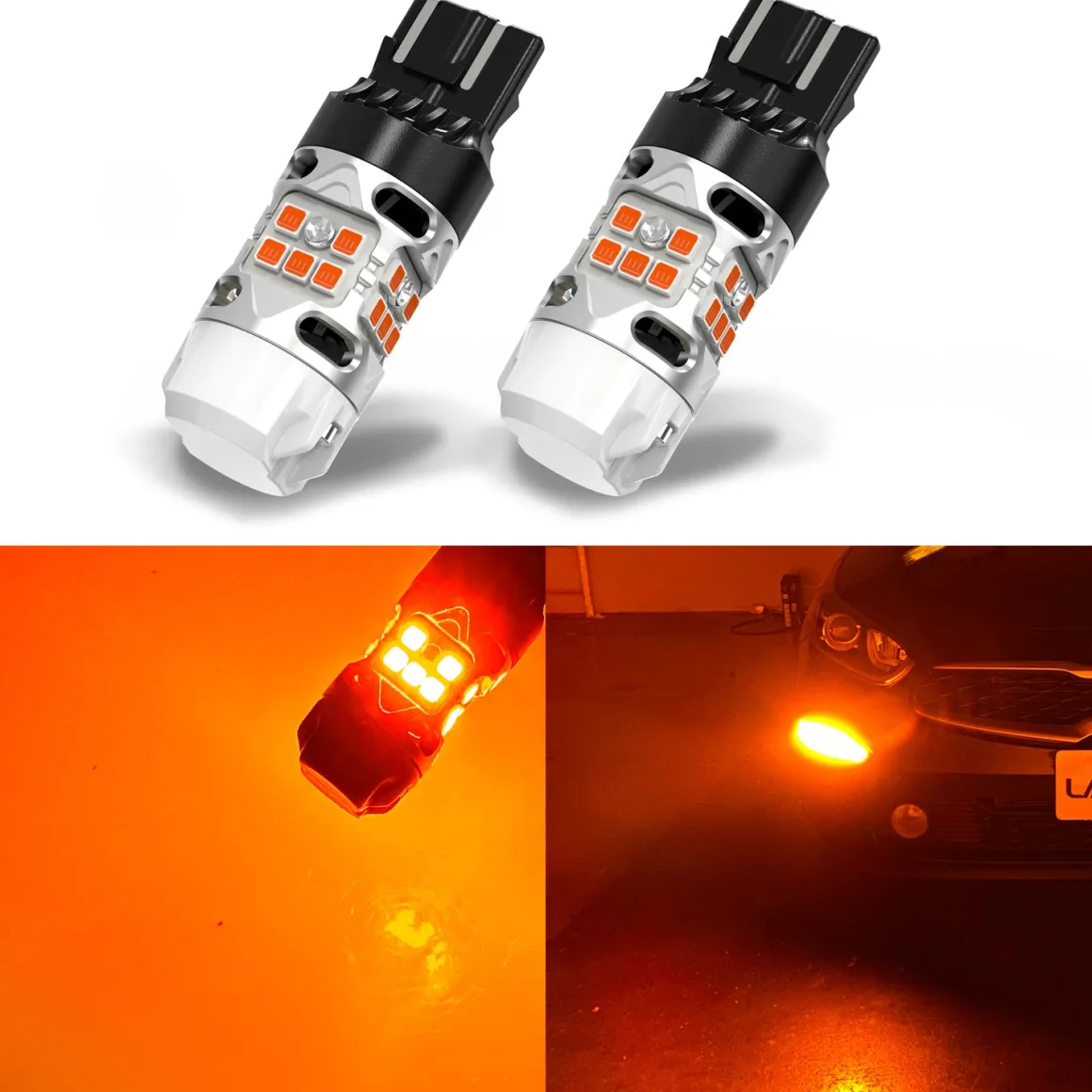 7440 7443 LED Turn Signal Bulbs CanBus-Ready Amber | T3 Series