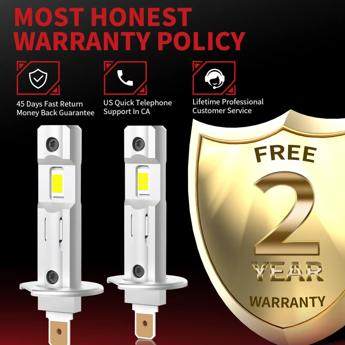L1 Plus H1 LED Bulbs 40W 4000LM 6000K | 2 Bulbs