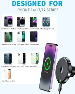 Magnetic Wireless Car Charger, Specific Phone Mount for Ford Mustang 2015-2021, 15W Max Fast Charging for iPhone 14 13 12 Series Compatible with MagSafe Case