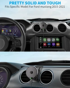 Magnetic Wireless Car Charger, Specific Phone Mount for Ford Mustang 2015-2021, 15W Max Fast Charging for iPhone 14 13 12 Series Compatible with MagSafe Case