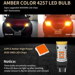 4257 4257NA CANBUS Error Free LED Turn Signal Light Anti Hyper Flash | Amber Yellow, 2 Bulbs