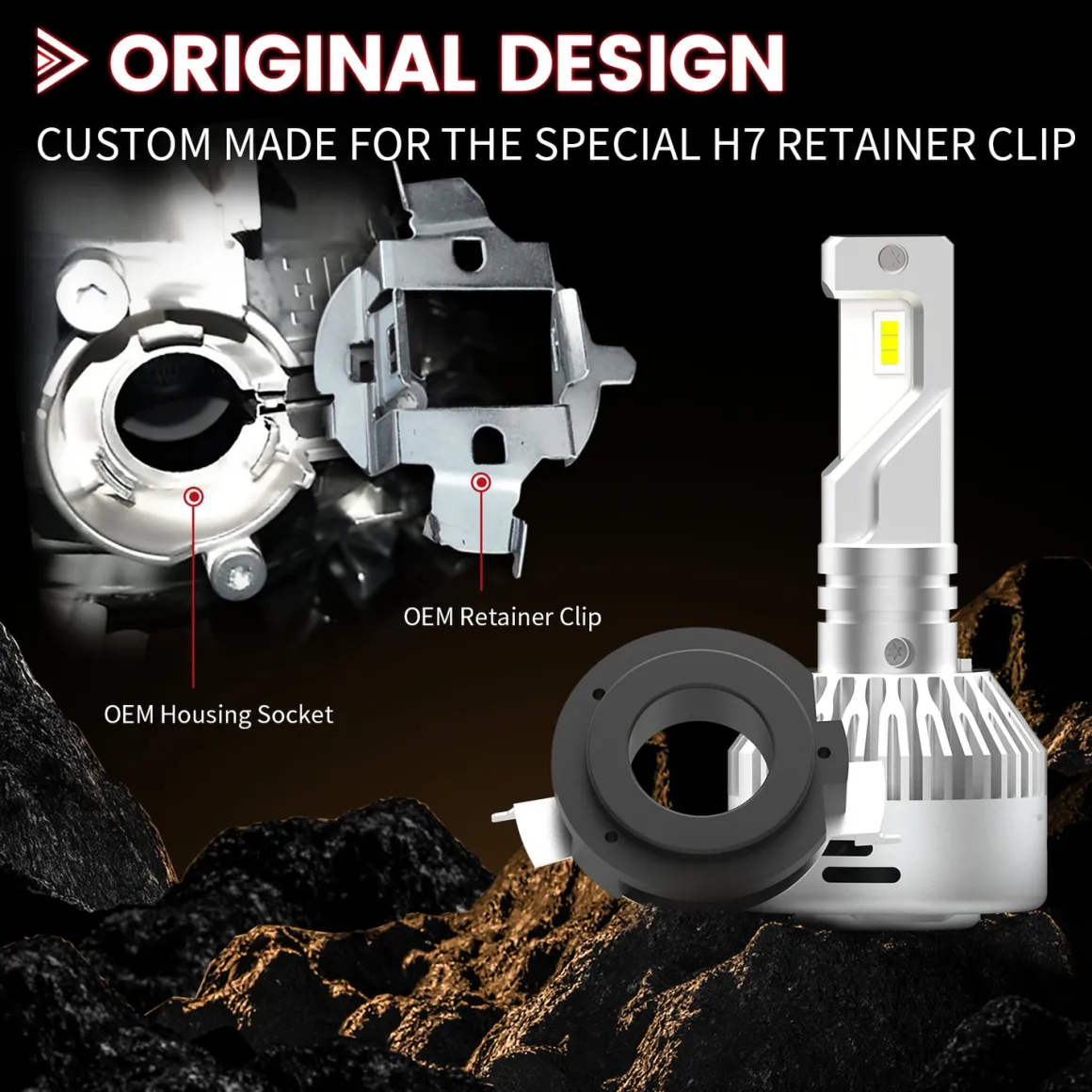 Pro Series H7 LED Bulbs w/Retainer Adapter Fit for Volkswagen BMW Mercedes Benz | 2 Bulbs