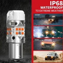 1156 P21W LED Turn Signal Bulbs CanBus-Ready Amber | T3 Series