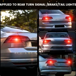 Red 1156 CanBus-Ready Rear Turn Signal Light Brake Light Tail Light LED Bulbs | D2 Series