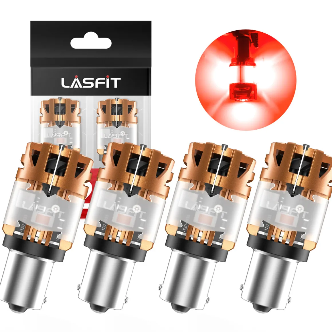 Red 1156 CanBus-Ready Rear Turn Signal Light Brake Light Tail Light LED Bulbs | D2 Series