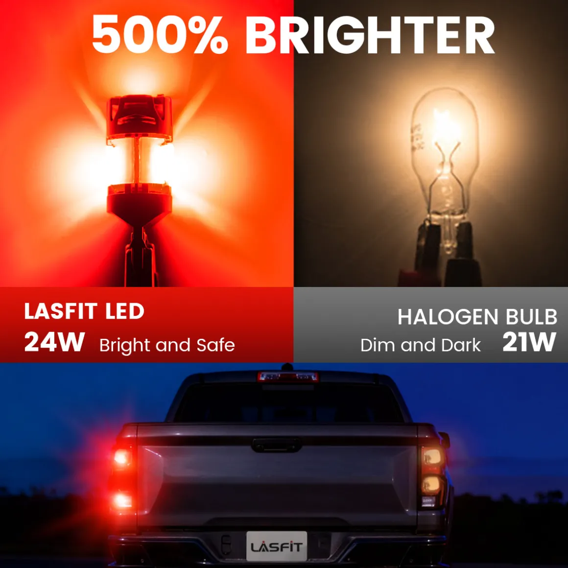 Red 7440 CanBus-Ready Rear Turn Signal Light Brake Light Tail Light LED Bulbs | D2 Series