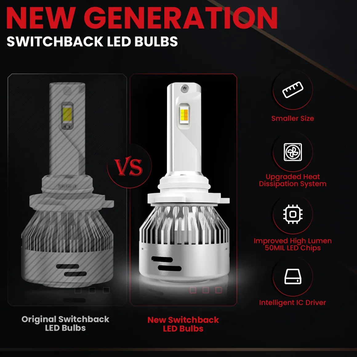 Switchback 60W 9005 HB3 LD Plus Series | 6,000LM 6000K/3000K LED Bulbs
