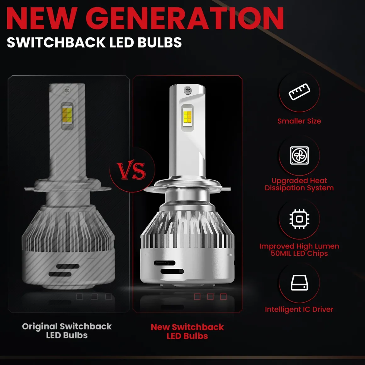 Switchback 60W H7 LD Plus Series | 6,000LM 6000K/3000K LED Bulbs