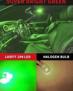 2825 194 168 T10 CANBUS Error Free LED Map Dome Trunk Side Marker Lights | Green, 2 Bulbs