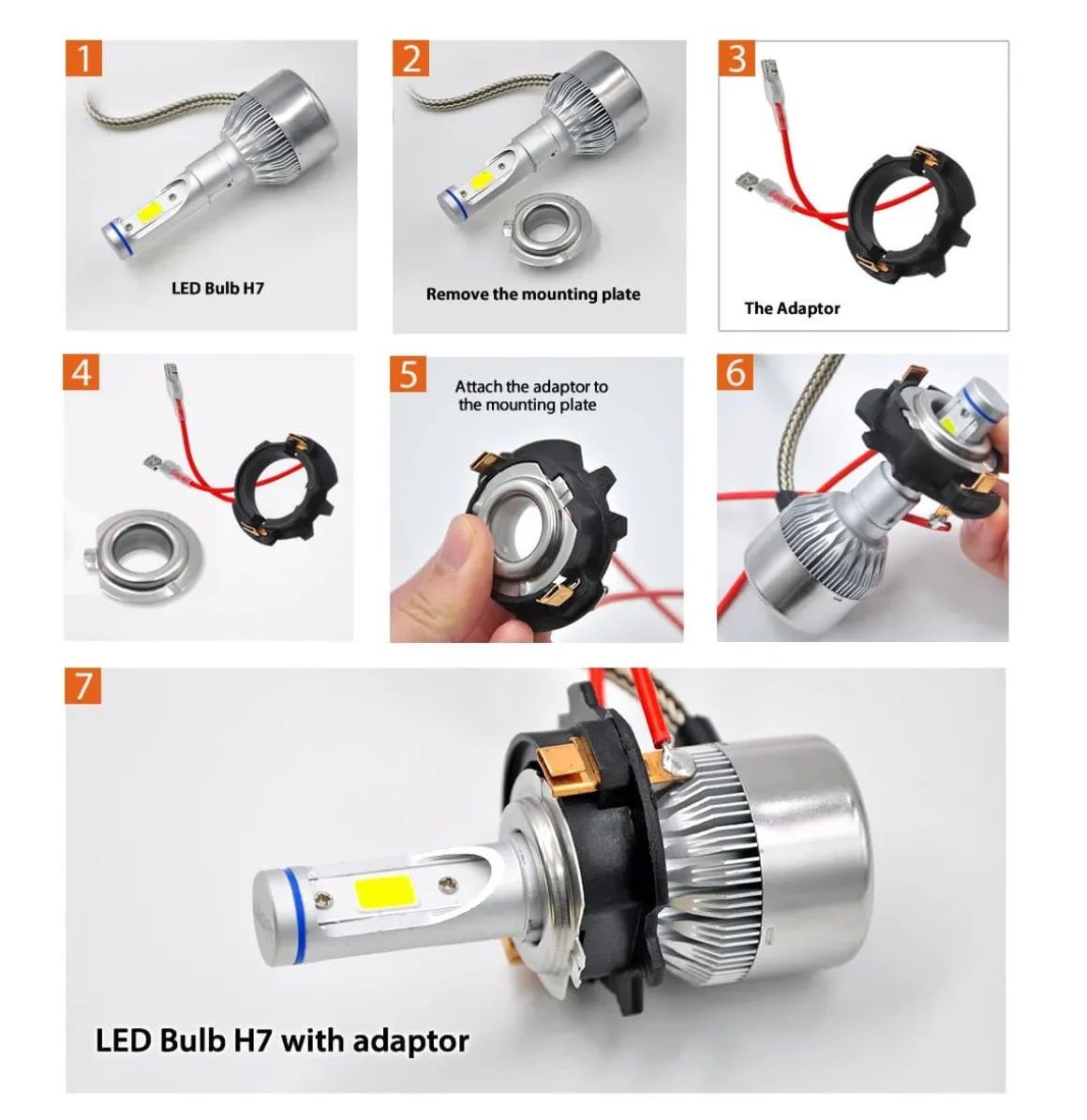 TK119A 2x H7 LED Bulb Holder Adapter Retainer Fit for Volkswagen
