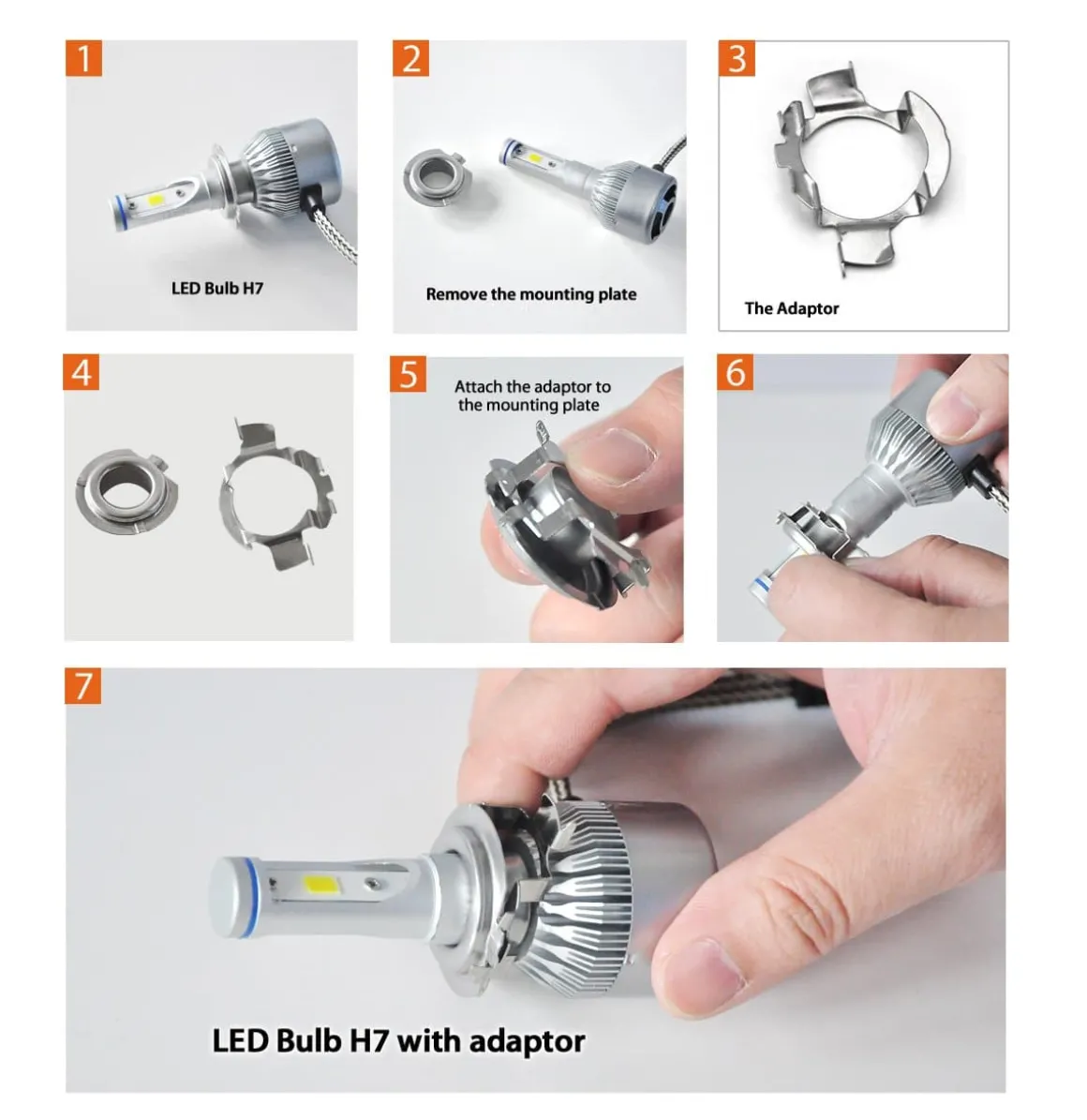 TK001 2x H7 LED Bulb Holder Adapter Retainer Fit for Mercedes-Benz Volkswagen